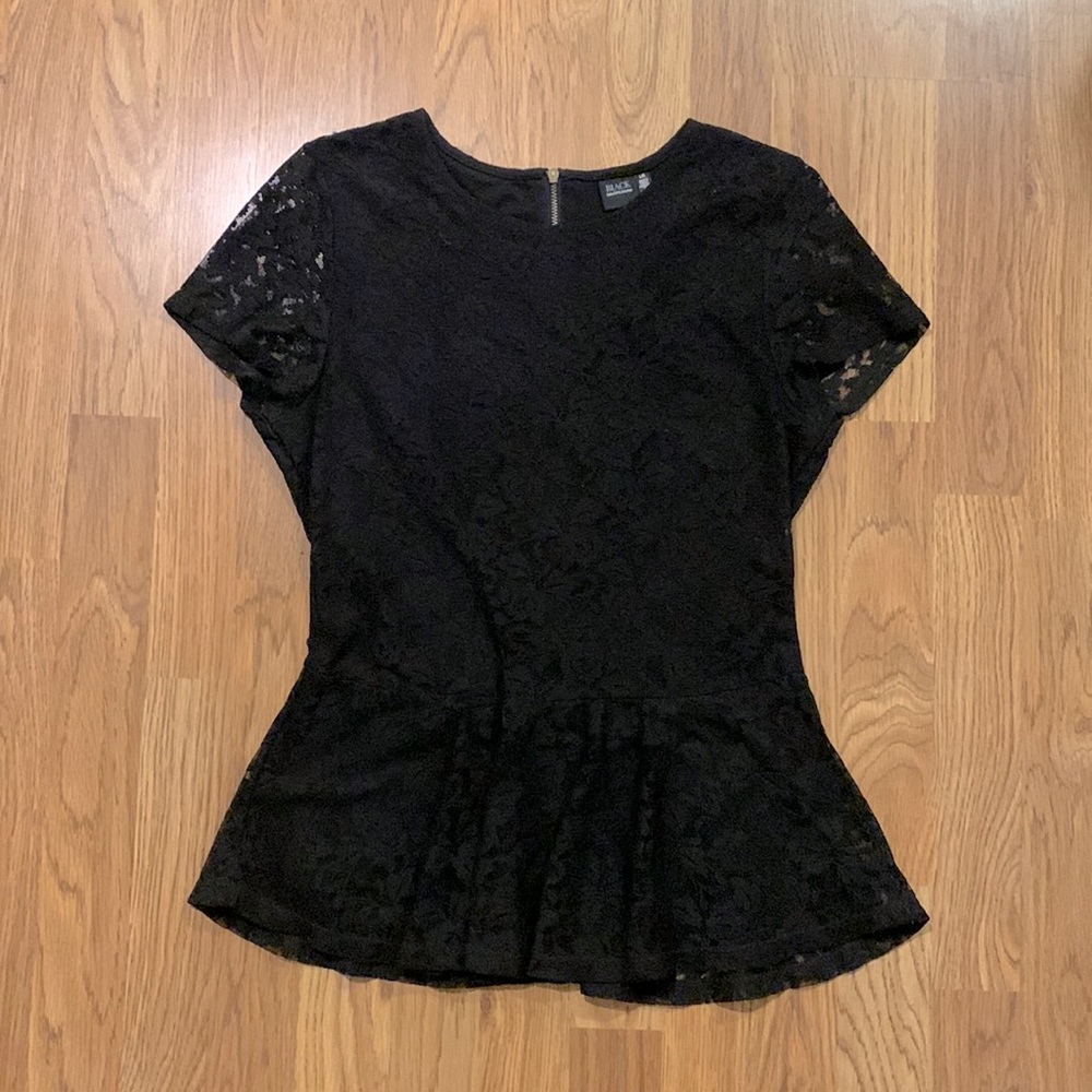 Black Saks Fifth Avenue Lace Peplum